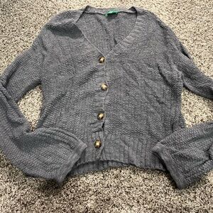 Dip Gray Cardigan with Gold Buttons